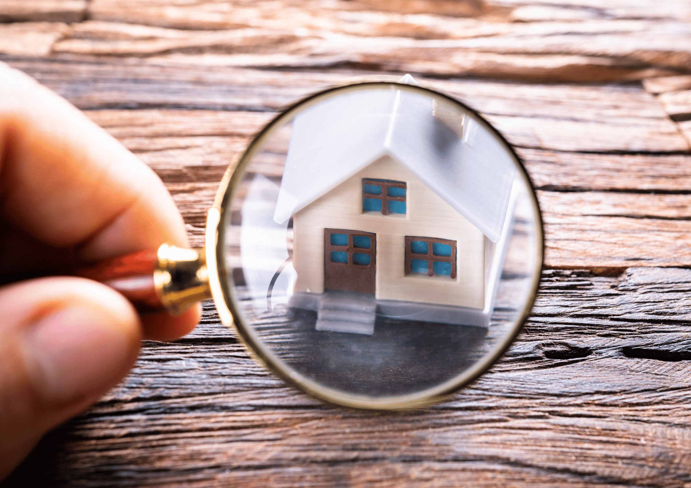 Maison miniature vue au travers d'une loupe pour illustrer la vente en infraction urbanistique à Bruxelles.